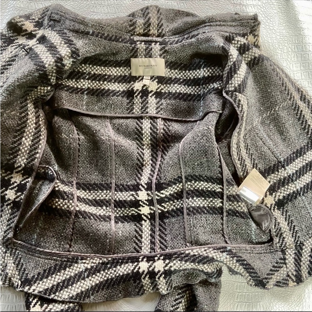 Burberry short gray metallic plaid wool jacket - Picture 7 of 13